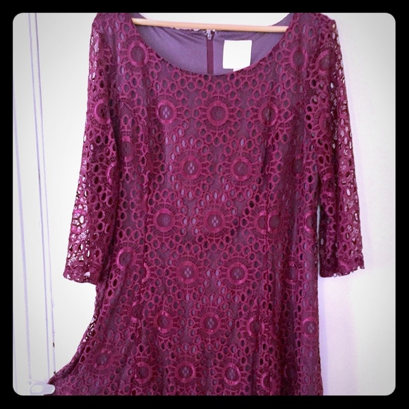 Modcloth Dresses & Skirts - ModCloth Maroon Lacy Dress In XL - New!